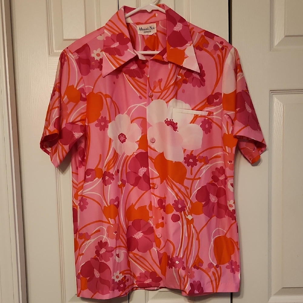 Vintage Hawaii Nei Honolulu Neon Floral Shirt